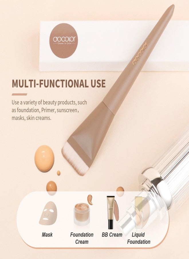 docolor Flat Foundation Brush Korean Makeup Brush Liquid Makeup Brush Premium Makeup Face Brush for Blending, Cream, Thin Foundation Brush Makeup Tool Face Foundation Flat Brush,Khaki - Image 5